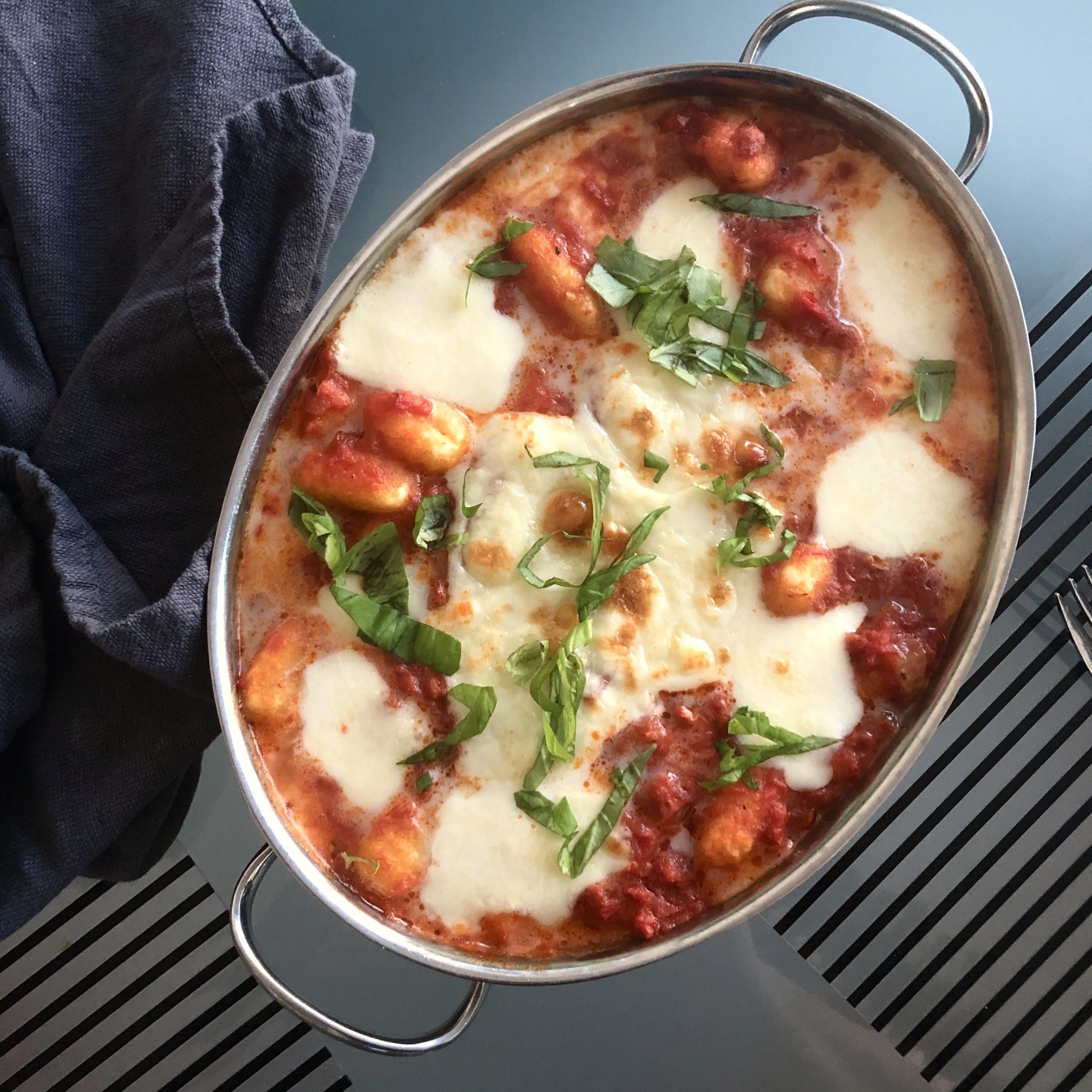 Gnocchi gratinerad med mozzarella